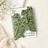 Invitation de mariage en papier coton 600 g/m², motif floral gaufré, carte d'invitation personnalisée de luxe, enveloppes assorties pour mariage et fiançailles