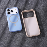 Funda Híbrida Magnética Antigolpes para Teléfono, Marco de TPU+PC, Parte Trasera de Vidrio Antirrayaduras, Botones de Control Metálicos, Orificio para Cordón