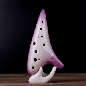 Ocarina de Cerámica de 12 Orificios en Do Alto con Esmalte Degradado Craquelado, Instrumento Musical Folclórico, para Enseñanza Musical y Recitales, Suministro al por Mayor - Product Image 2