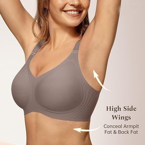 Sujetador Deportivo Sin Costuras para Mujer, Talla Grande, Delgado, Sólido, con Tirantes Cruzados, Sin Varillas, con Ganchos Ajustables, Soporte Suave, Copa Completa - Product Image 1