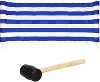 Paravent de plage blanc/bleu marine, pare-soleil coupe-vent, écran de confidentialité 8m, écran de plage rayé bleu