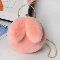 Sac à main princesse en fausse fourrure, sacs en peluche, nouveau sac à chaîne, sac à main mignon avec oreilles de lapin, rose mignon, beauté