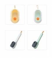 Brosse de nettoyage multi-usages en nylon écologique PP à long manche avec fonction d'ajout de liquide 40g pour chaussures