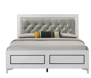 Grey and White Adjustable <b>Convertible</b> Modern Queen <b>Bed</b> with LED Light Padded Headboard Storage <b>Bed</b> Apartment-Friendly - Product Image 1