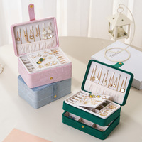 Boîte à bijoux de luxe en velours double couche, grande capacité, organiseur de bijoux pour bagues, boucles d'oreilles, colliers, rangement portable