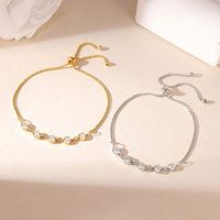 Bracelet ajustable YF8293 Ins Wind Light Luxury Niche Personality Zircon plaqué or 18 carats en acier inoxydable étanche