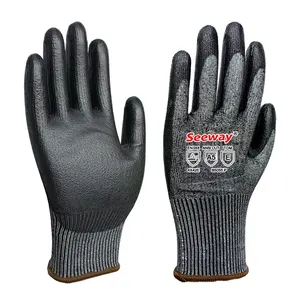 Seeway Palm Dipped ANSI A5 Cut Resistance Glove A3 A4 Work Gloves Custom OEM ODM Supported