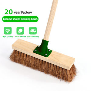 Brosse de nettoyage en fibre naturelle de palmier cacao, poils doux et moelleux, fond en bois massif, épaissi, usage domestique, manche rigide - Product Image 2