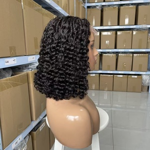 Peluca de Cabello Humano Virgen Brasileño con Encaje, Estilo Africano, <span class=keywords><strong>Trenzas</strong></span> <span class=keywords><strong>en</strong></span> Caja, Cabello Corto y Rizado, con Baby Hair, 300% de Densidad - Product Image 3