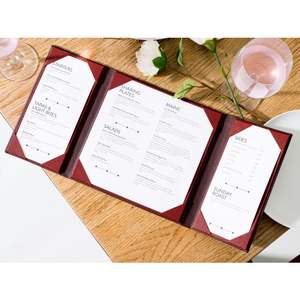 Cubierta de Menú de Restaurante de Cuero PU con Logotipo Personalizado de Alta Calidad, Menú de Tres Caras con Solapa para Hotel y Bar - Product Image 3