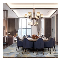 Tapis personnalisé en nylon imprimé chinois, de luxe, bleu et blanc, résistant au feu, pour hôtel, restaurant, salle