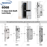 Tediton האחרון וידאו שיחת Tuya App עינית דלת מנעול טביעת אצבע חכם מצלמה דלת מנעול עם פעמון
