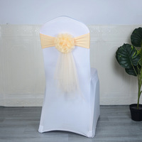 Foulards de chaise de mariage vert or, housses de chaise pour événements, spandex extensible, chiffon, nœud de chaise