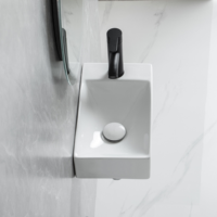 Lavabo mural rectangulaire moderne en céramique, capacité 9L, facile à nettoyer, petite taille, pour salle de bain