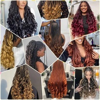 AliLeader 150g 24inch Synthetic Ombre Loose Wave Spiral Curls Crochet Braids Hair Extensions Silky French Curls Braiding Hair