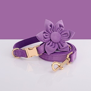 Tiktok <strong>Best</strong> Seller Fashion Adjustable <strong>Dog</strong> Flower Cute Purple Velvet Personalized <strong>Dog</strong> <strong>Collars</strong> and Leashes Pet Leashes - Product Image 1