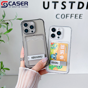 Cubierta de teléfono con soporte de tarjeta de TPU transparente resistente a caídas de cuatro esquinas de borde recto para <span class=keywords><strong>iPhone</strong></span> 16E 16 15 14 Plus13 <span class=keywords><strong>12</strong></span> 11 Promax - Product Image 3