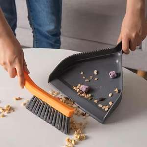 Ensemble balayette et pelle à poussière portable 2-en-1 pour le nettoyage domestique, avec poils doux en PET et en caoutchouc, écologique - Product Image 5