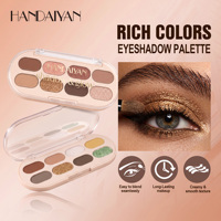 Palette de fards à paupières personnalisée avec logo, 8 couleurs, fini mat et scintillant, marque privée, maquillage visage et yeux, vente en gros