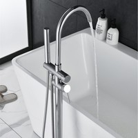 Robinet de baignoire sur pied en acier inoxydable sans plomb, double fonction douche et bain, à montage au sol, pour hôtels, directement de l'usine