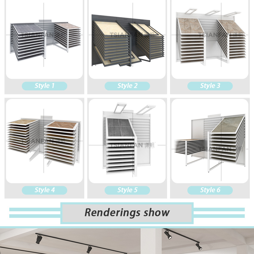 Wholesale Custom Inclined Marble Showroom Metal Ceramic Quartz Sample Floor Granite Stone Reclined Tile Stand Display Rack