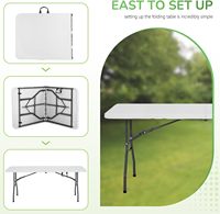 Table à tréteaux pliable en plastique HDPE portable promotionnel de 1.8m pour fête en plein air