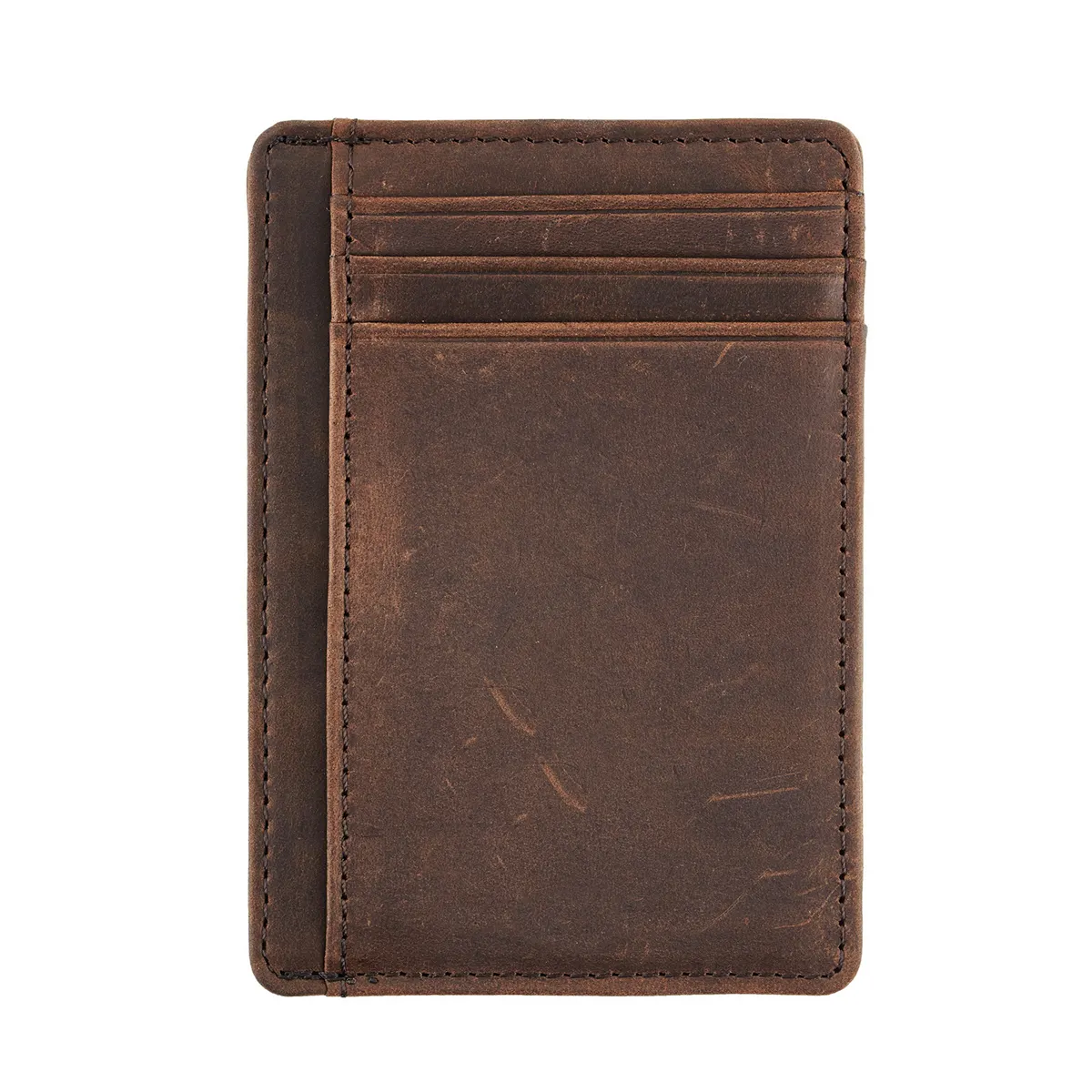 محفظة أمامية ضيقة بتصميم جيب حجب Rfid بشعار مخصص وبسيطة للرجال جلد