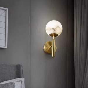 Lámpara de pared minimalista con pantalla de mármol, fuente de luz LED, base de bombilla E27 para dormitorio, sala de estar, pasillo, escalera - Product Image 2