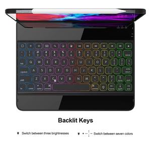 เคสหมุนได้ 360 องศาสำหรับไอแพดโปร 1110.910.2 นิ้วพร้อมคีย์บอร์ดบลูทูธไร้สายขาตั้งหมุนได้เคสกันกระแทกสำหรับงานหนัก - Product Image 4