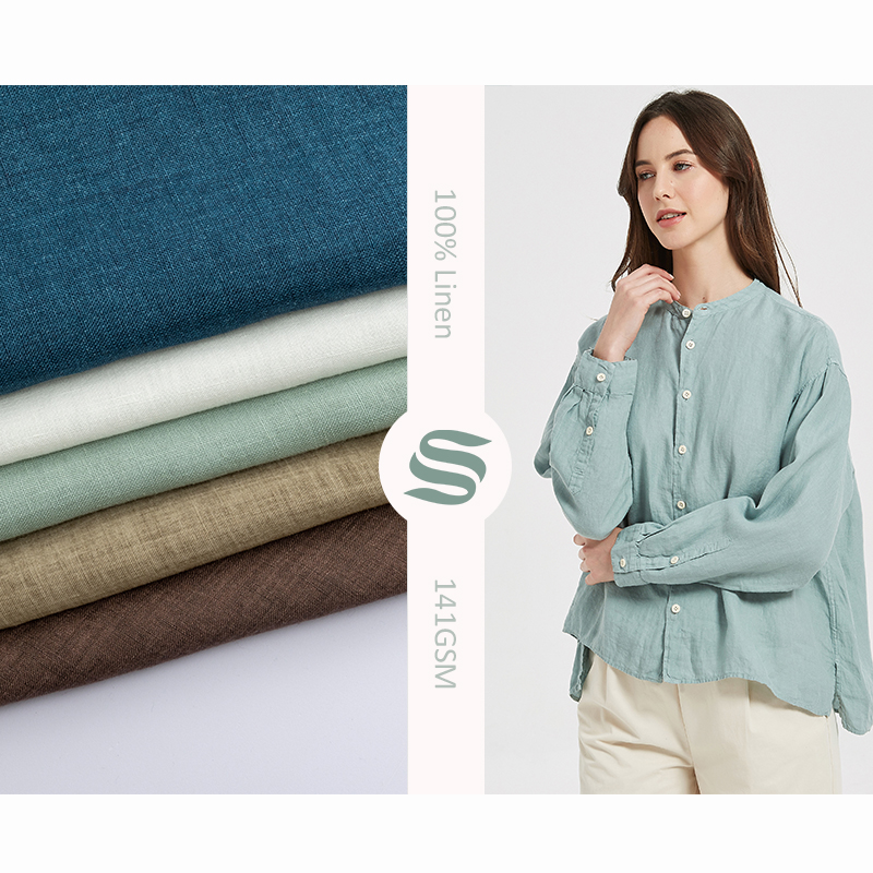 Высококачественная натуральная 100-процентно чистая льняная ткань с мягкой отделкой 100% г/м2 для одежды
