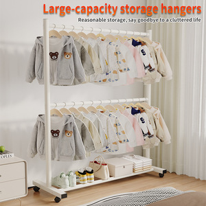 Double Layer Floor Standing Clothes <b>Rack</b> Steel Metal <b>Drying</b> <b>Rack</b> For Bedroom Home Balcony Clothing Organizer 100x120x150 - Product Image 3