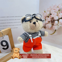 Boneka Beruang Teddy Kacamata Hitam Kain Katun Berkualitas Tinggi Poliester Unisex