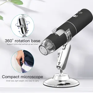 Caneta para microscópio digital 1000X, câmera 1080P para couro cabeludo, mini suporte portátil sem fio recarregável para microscópio de bolso