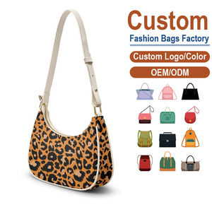 Bolso de Hombro Vintage con Estampado de Leopardo y Media Luna, Versátil, de Moda, Estilo Bandolera, Impresión Personalizada OEM Bajo Demanda, Directo de Fábrica, 1 Unidad - Product Image 1