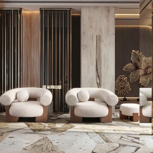 Phổ biến nhất phong cách Bắc Âu rắn gỗ đơn ghế <span class=keywords><strong>sofa</strong></span> với vải ghế bành khung cho khách sạn phòng chờ sử dụng - Product Image 2