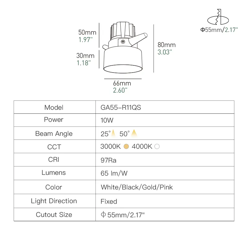 XRZLux ETL LEDCOBダウンライト10W天井スポットライトアルミニウム埋め込み式LEDスポットライトラウンド半埋め込み式ダウンライトAC110V-240V