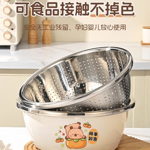 Ensemble de passoires en acier inoxydable épaissies et profondes pour le lavage des légumes et des fruits, et la pâtisserie - Product Image 2