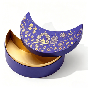 Coffret cadeau islamique en forme de lune, emballage papier spécial, fait main, pour l'Aïd, coffret cadeau musulman pour le Ramadan - Product Image 3