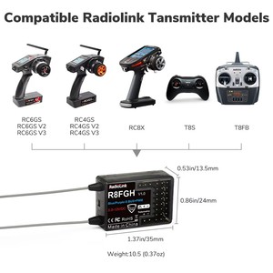 Récepteur RC Radiolink R8FG 8 canaux 2.4G avec gyroscope, retour de tension, portée de 600 mètres, RX longue portée pour voiture, bateau, RC8X, RC6GS, RC4GS, T8S, <span class=keywords><strong>T8FB</strong></span> - Product Image 3