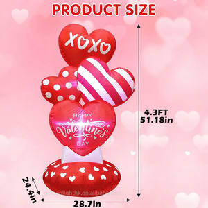 Décoration de jardin gonflable Saint-Valentin en forme de cœurs empilés de 1,3 m avec lumières LED étanches pour mariage, anniversaire et fête - Product Image 2