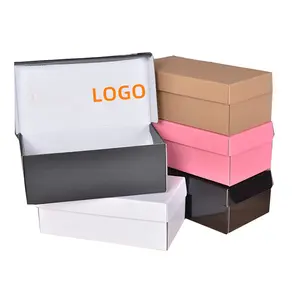 Оптовая продажа, коробка для упаковки обуви из гофрированной бумаги, индивидуальный логотип, печатные складные жесткие картонные коробки для обуви