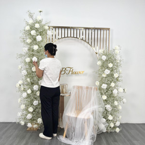 Precio de fábrica al por mayor flores de boda telón de fondo flores de bebé telón de fondo diseño con flores secas - Product Image 6