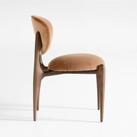 Chaises de salle à manger en velours marron, structure en bois massif, contemporaines pour la maison et l'usage commercial