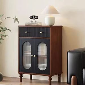 Buffet haut moderne en bois massif – Grande capacité, gain de place, meuble de rangement pour salle à manger et salon, coin mural - Product Image 2