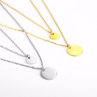Mode-sieraden Minimalistische Creatieve Ronde Hanger Zilver/Gold Custom Graveren Rvs Gelaagde Coin Ketting Voor Vrouwen