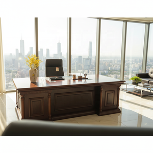 Muebles de Oficina Ejecutivos Clásicos de Madera Antiguos, Escritorio Ejecutivo + Gabinete + Silla + Mesa de Centro, Conjunto de Muebles de Oficina - Product Image 3