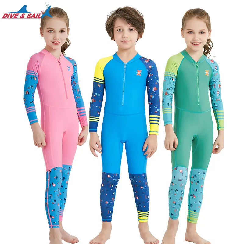 Fabriek Groothandel Kids Badpak Gedrukt Rash Guard Full Body Lange Mouw Kinderen Beachwear Surf Snorkelen Zwemmen Pak Badmode