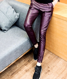 Nouveauté, pantalon en cuir d'agneau pour homme, tendance, cuir de haute qualité avec poches - Product Image 6