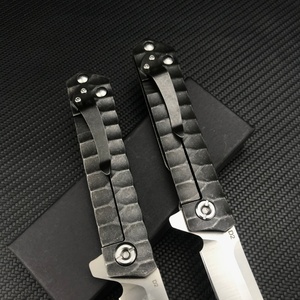 Couteau pliant EDC d'extérieur, lame en acier inoxydable 5Cr13Mov, couteau de poche de camping, manche en acier inoxydable 420, noir - Product Image 5