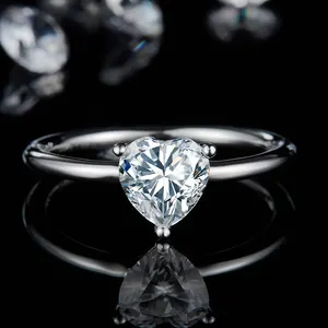 RINNTIN SMR Sterling Silver 925 Fine Jewellery DE Color Diamonds Engagement Wedding Ring Moissanite Ring For Women Men